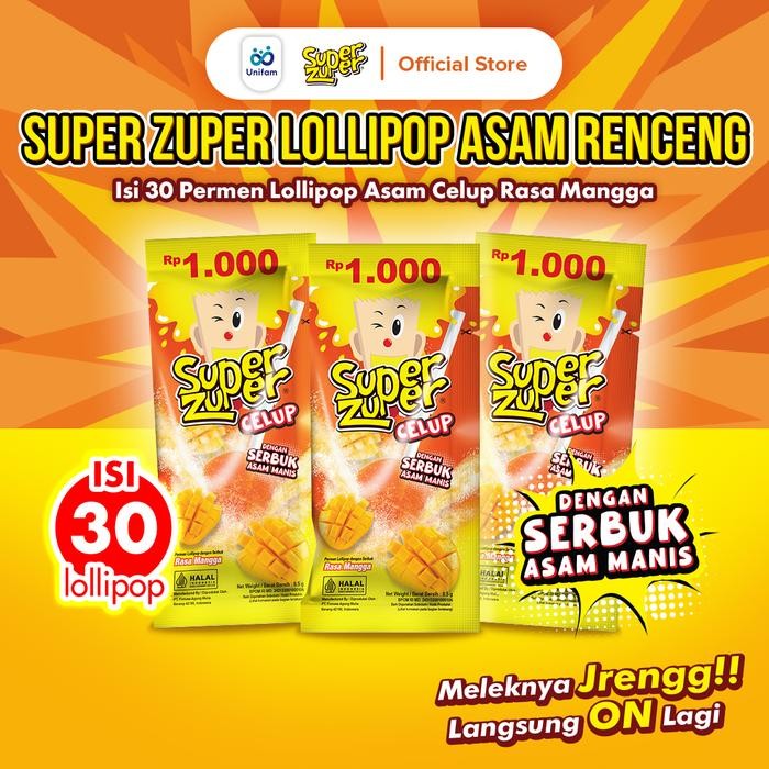 

ND2L Super Zuper Permen Lolipop Asam Celup Serbuk Buah - Sour Candy 1 Bag (Isi 30Pcs) -