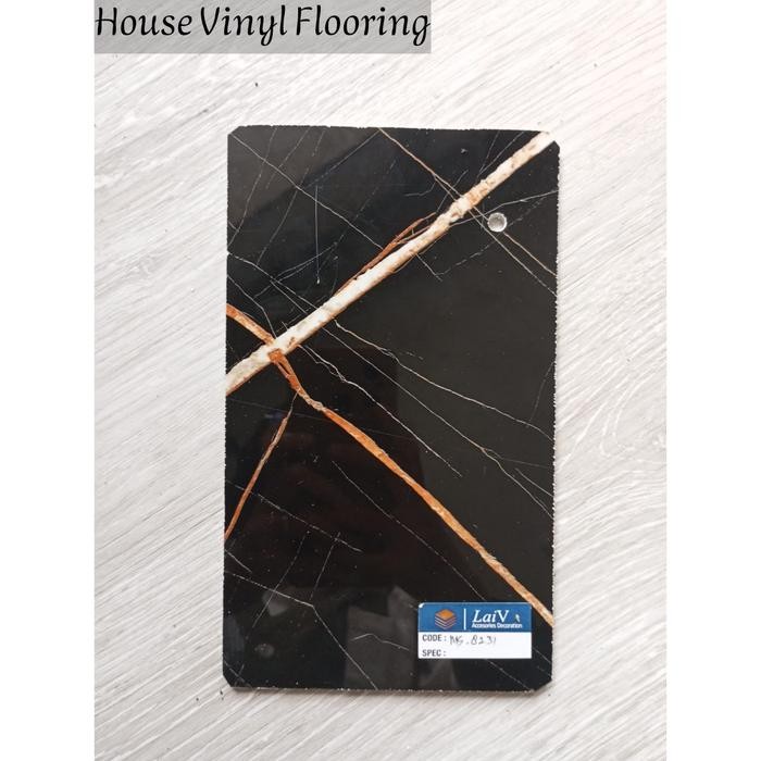 Hiasan Dinding Motif Marmer Pvc Warna Hitam 8231 Tebal M/Lembar