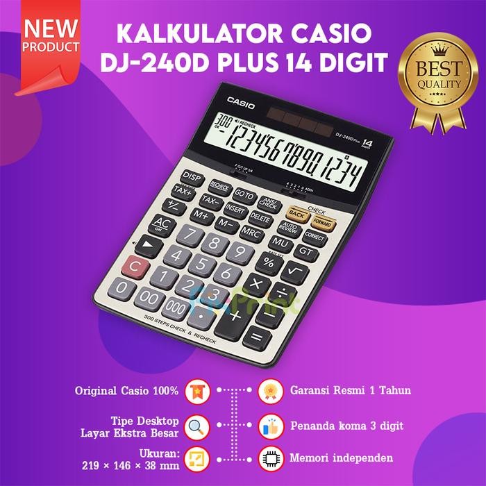 

KALKULATOR CASIO DJ-240D PLUS 14 DIGIT CHECK & CORRECT CALCULATOR NEW