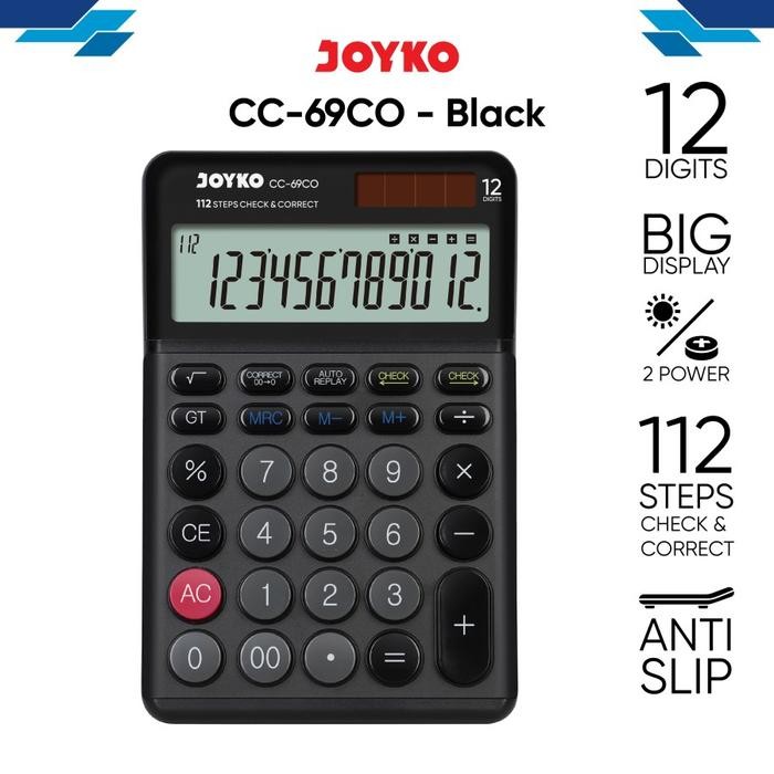 

KALKULATOR CHECK / CEK ULANG JOYKO CC-69CO CALCULATOR 12DIGIT ALUMUNIUM SURFACE
