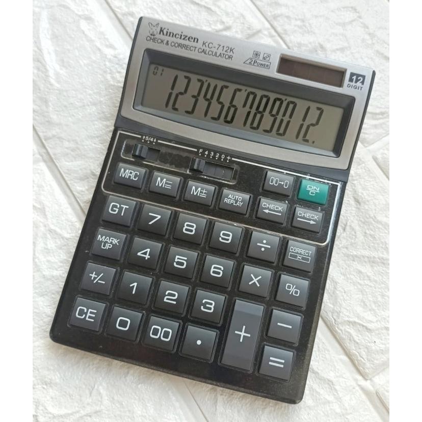 

KALKULATOR 712K - 12 DIGIT UKURAN BESAR - CHECK AND CORRECT LARGE DISP