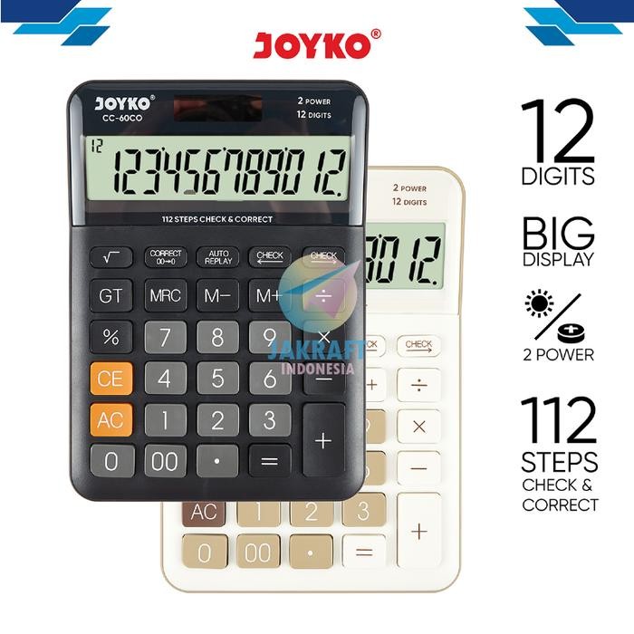 

(1 PCS) KALKULATOR JOYKO CC-60CO CALCULATOR 12 DIGITS RATUSAN MILYAR BIG DISPLAY CHECK CORRECT 112