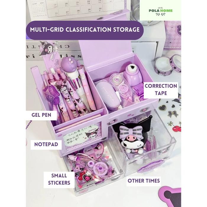 

Pola Sanrio Kuromi Pen Holder Kotak Penyimpan Alat Tulis Organizer Kotak Penyimpan Alat Serbaguna