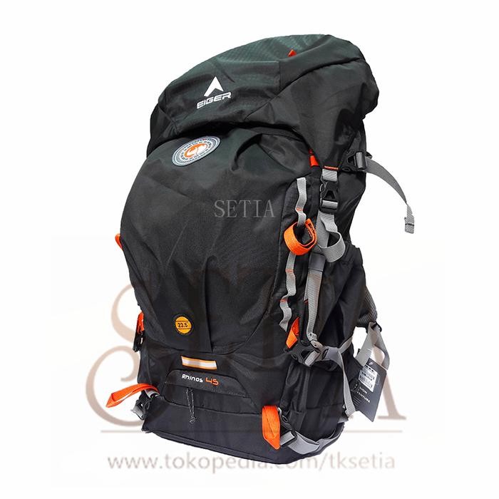 Tas Ransel Carrier EIGER RHINOS 1242 Black 45L Max+Rain Cover