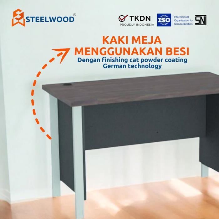 Steelwood Meja Kantor 1/2 Biro Tanpa Laci/Meja Kerja/Meja Kayu/Laci Locker Kayu