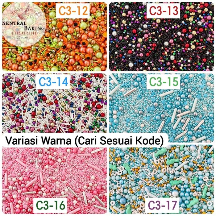 

Sprinkel Mutiara Rainbow Shiny 250gr (C3-03) / Springkel Sprinkle Kue