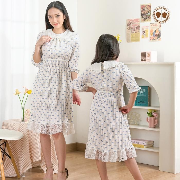Marves Ariella Couple Dress Ibu Anak Tunik Baju Anak Perempuan Korean Style Bahan Crinckle