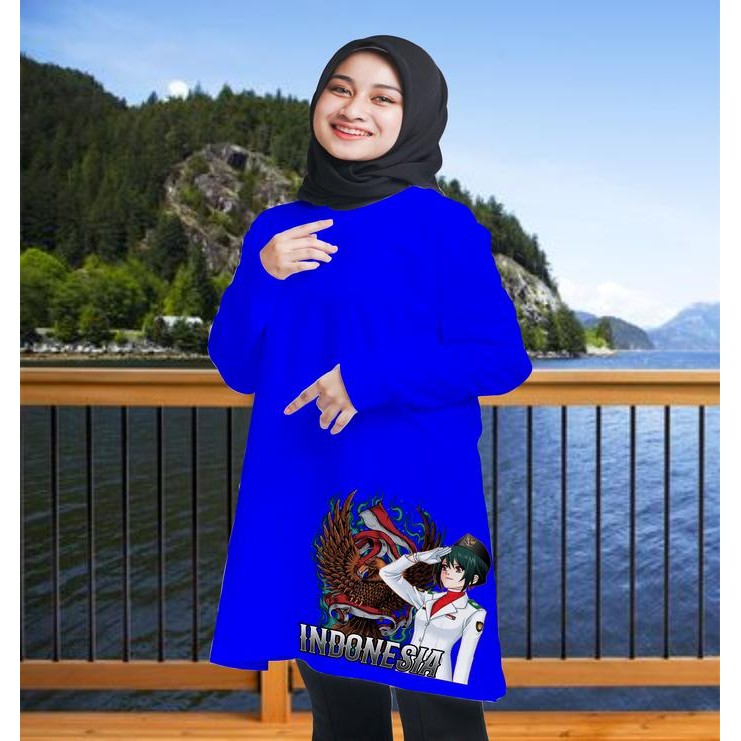 (Allthebest) Kaos Tunik Kaos Garuda Indonesia Kaos Agustusan Kaos Merah Putih Tunik-kaos tunik