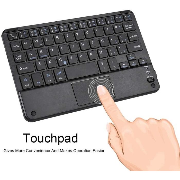 KEYBOARD WIRELESS BLUETOOTH 8 INCH LENGKAP DENGAN MOUSE TOUCHPAD SIZE
