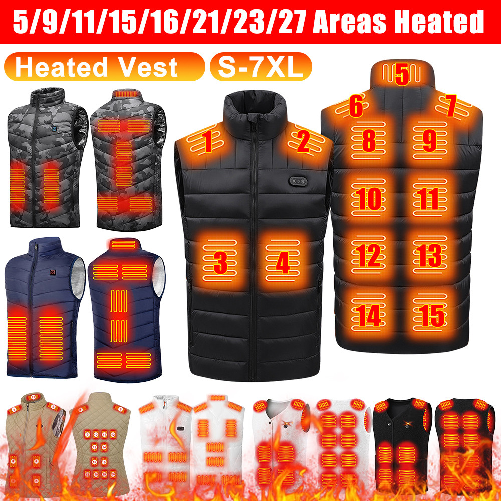 5-27 Areas Heated Vest Electric Heated Jackets Heated Vest Men Women Sportswear Heated Coat Thermal 