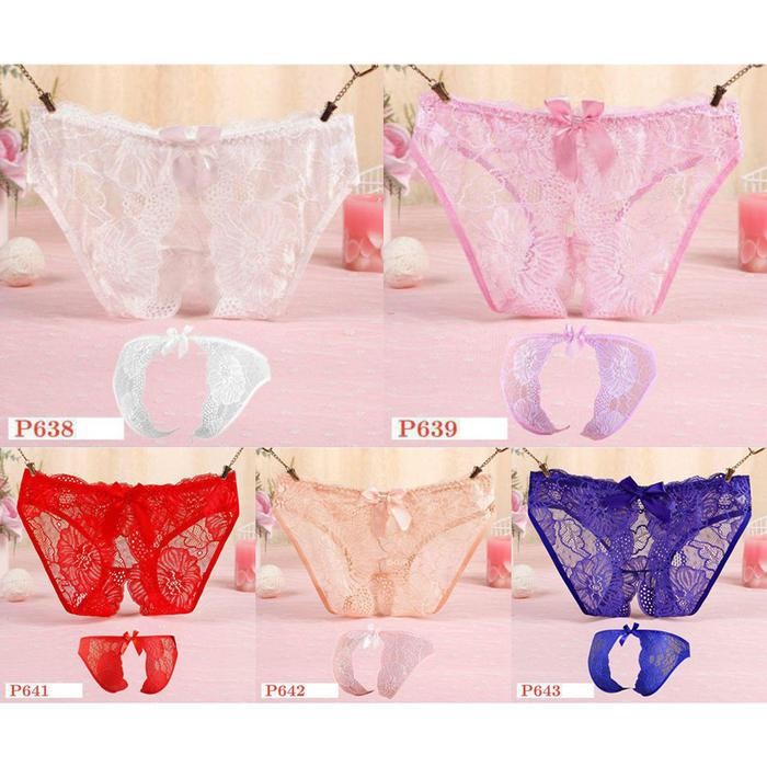 NEW P638 Celana Dalam Wanita CD Cewek Sexy Panties Hipster Lace Transparan Terbuka Belakang