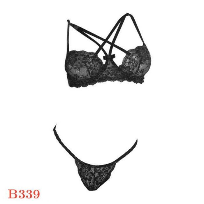 NEW Pakaian Dalam Wanita Sexy B339 Bra Set BH Kawat Hitam Transparan