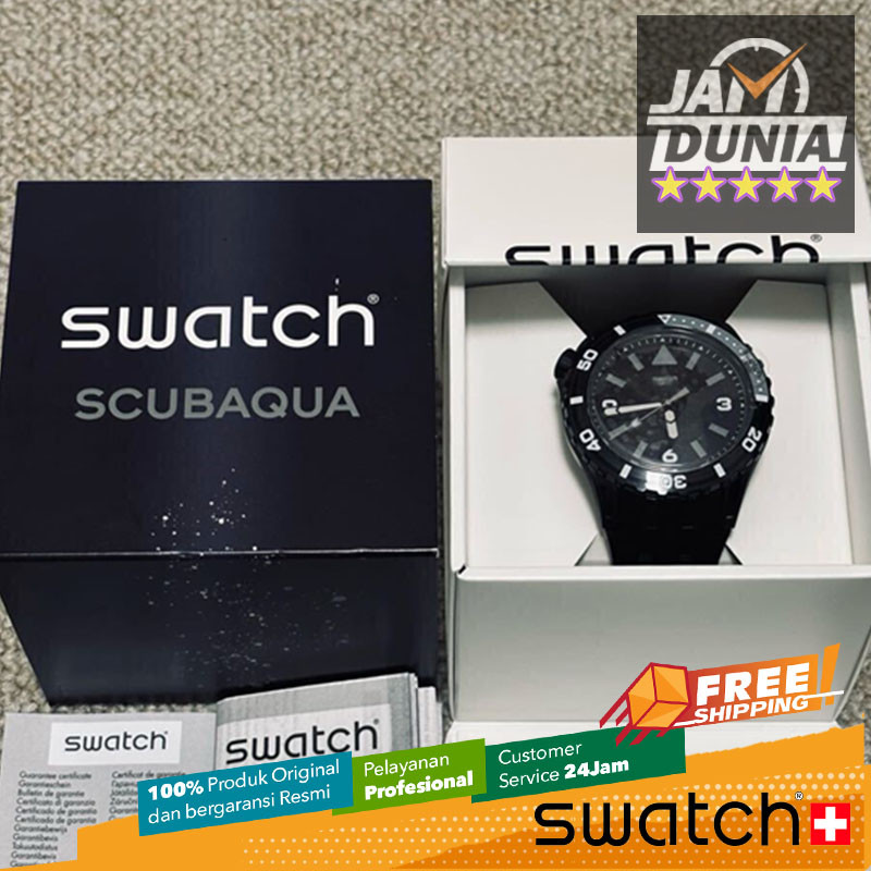JAM TANGAN PRIA SWATCH ORIGINAL RESIN BLACK SCUBAQUA SWATCH SSCU09B100 SWATCH SSCU09 B100 JAM PRIA N