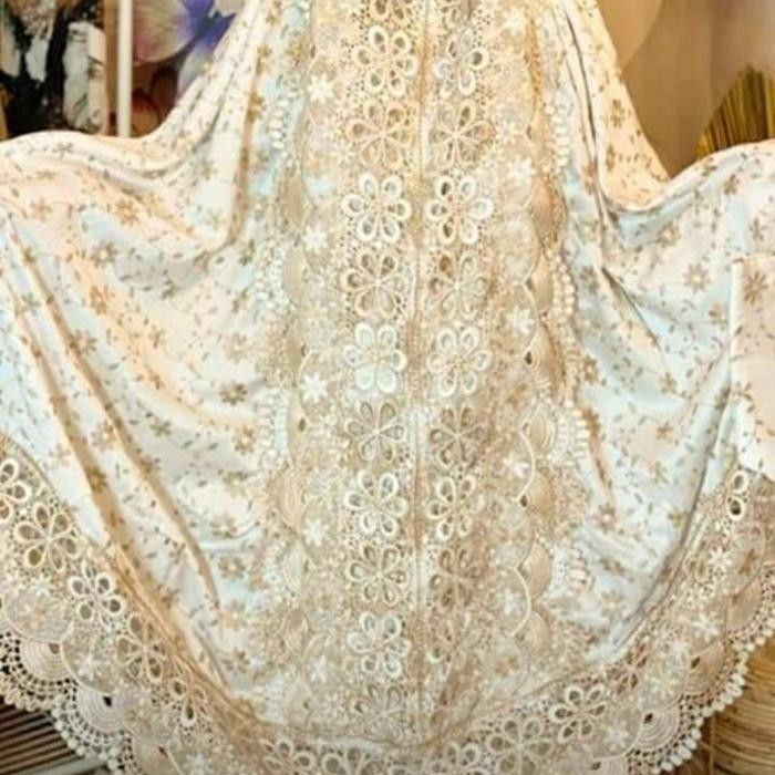 Mukena Sutra Terbaru Bordir/Renda Seroja Bordir