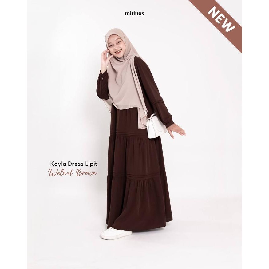 Mininos Kayla Dress Lipit Gamis Daily Busui Remaja Muslimah Terbaru