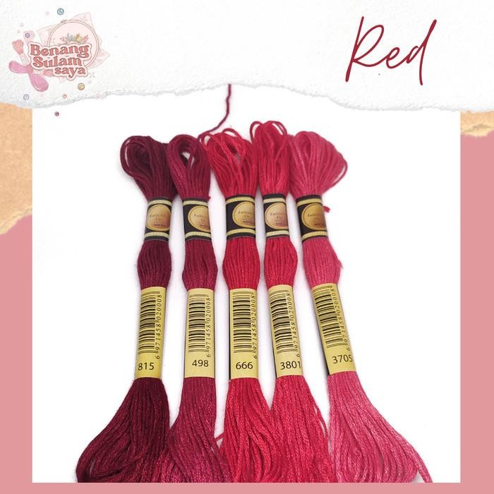 (Allthebest) Benang Sulam / Kristik CXC Import (kode DMC) Seri Warna RED