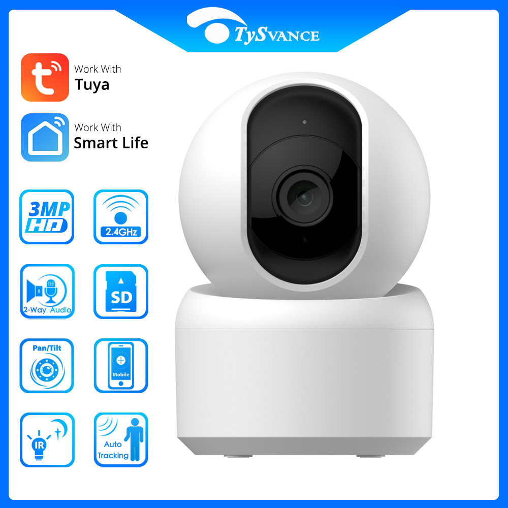 PTZ 3MP IP Camera Tuya Smart Home Indoor WiFi Wireless Surveillance