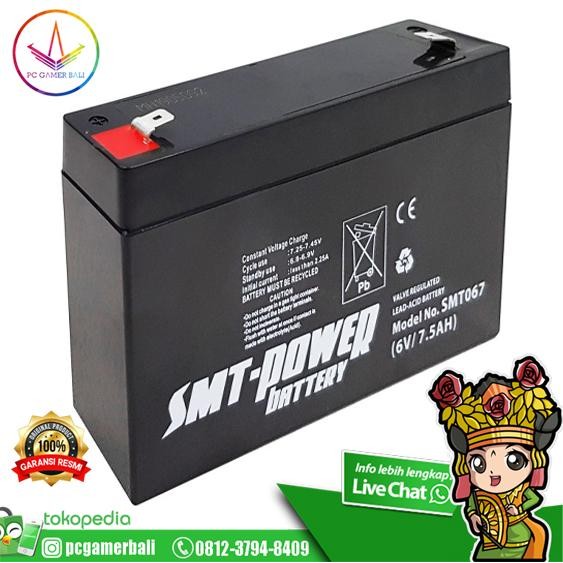 (TERLARIS) Baterai Mobilan Anak 6 Volt 7.5Ah Aki Mainan Anak Accu / Aki 6V 7.5Ah (TERBAIK) (TERBARU)