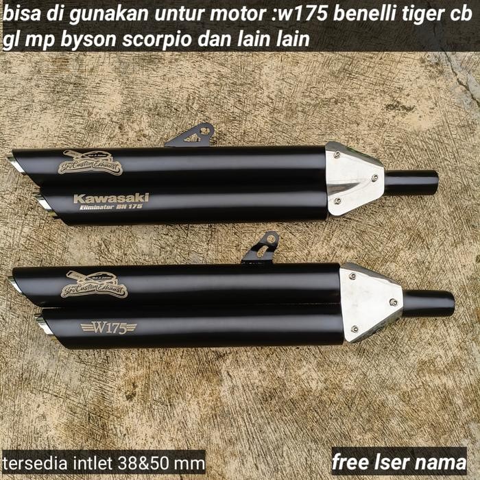 (TERLARIS) silincer knalpot motor custom japstyle double vanes tiger cb gl mp (TERBAIK) (TERBARU)