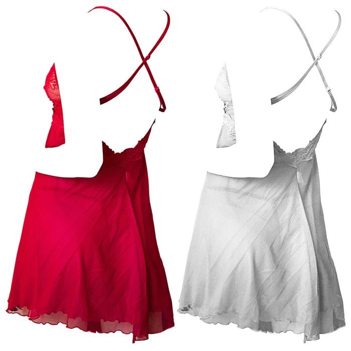 NEW L1212 Baju Tidur Wanita Gaun Malam Model Mini Dress Daster Pendek Polos Terawang