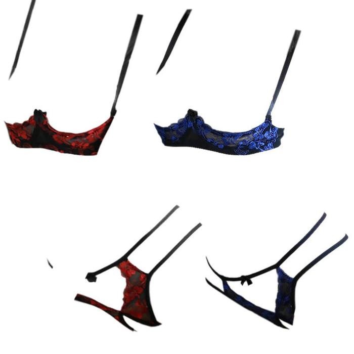 NEW B309 Set Pakaian Dalam Wanita BH Bra Kawat Underwire CD Hitam Bordir Motif Bunga