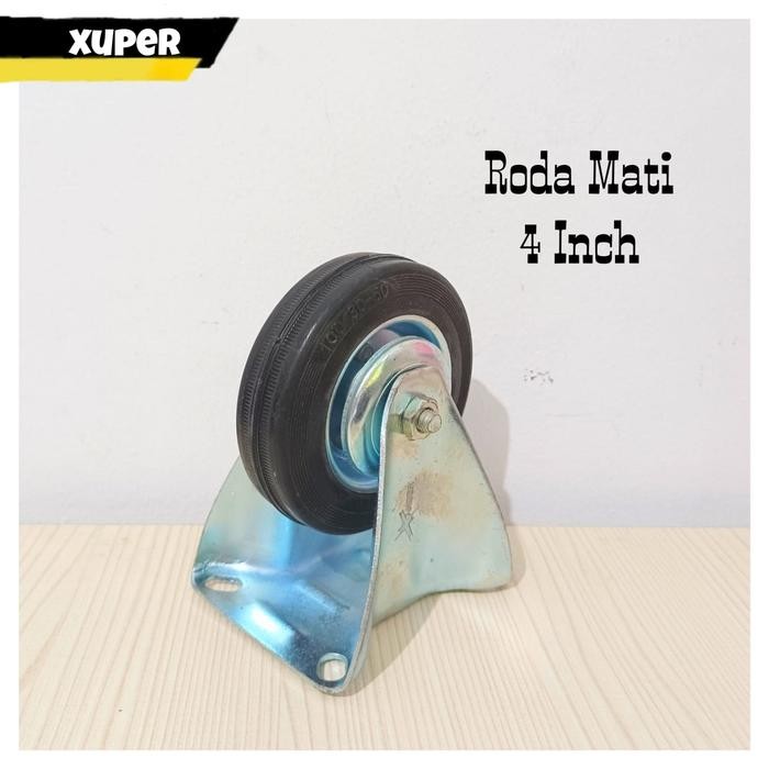 RODA TROLI 4 INCH MATI KARET - FIXED