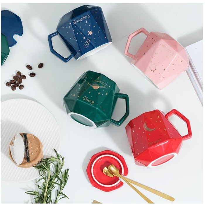 Diamond Ceramic Mug Set / Gelas Set Keramik Porcelain Cangkir Kopi Teh Hampers Kado Bingkisan