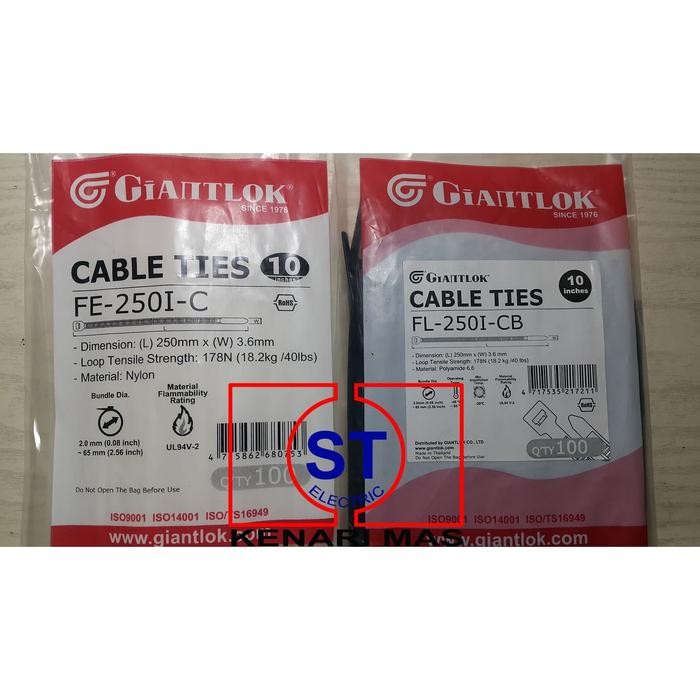 

TERMURAH Kabel Ties / Kabel Tis / Giantlok / FL-250ST-C / FL-250ST-CB / 250x4.8 READY STOCK