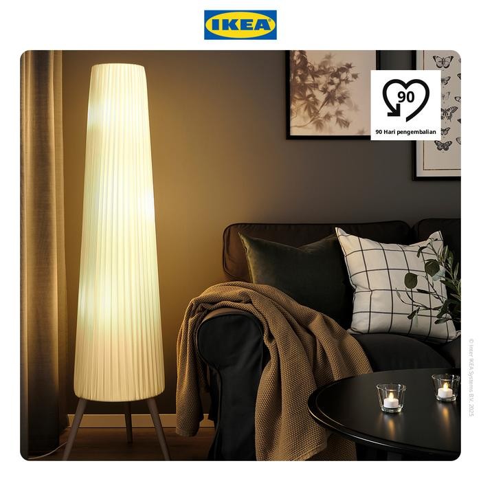 NEW IKEA KENSAND Lampu Lantai Kayu Beech / Putih 154cm
