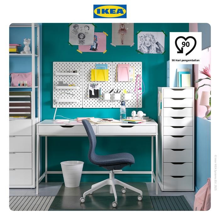 NEW IKEA ALEX Meja Kerja Dengan Penyimpanan Serbaguna 132x58 cm