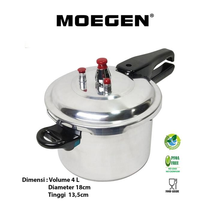 Moegen Panci Presto 4 Liter Pelunak Daging Presto Serbaguna