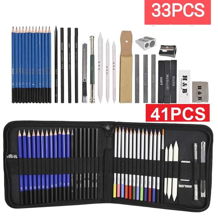 

(Imk) - 33Pcs/Set Sketch Pensil Pisau Penghapus Dan Pensil Gambar Untuk Pencil