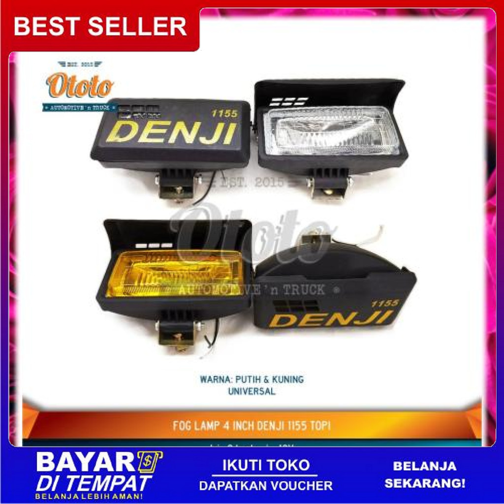 FREE ONGKIR FOG LAMP LAMPU KABUT 4 INCH DENJI 1155 TOPI BODY HITAM BERKUALITAS BISA COD