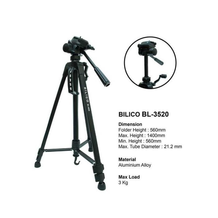TRIPOD BILICO BL 3520 KAMERA DSLR HANDYCAM MIRRORLESS PLUS HOLDER HP (TERBAIK) (TERBARU) (TERMURAH)