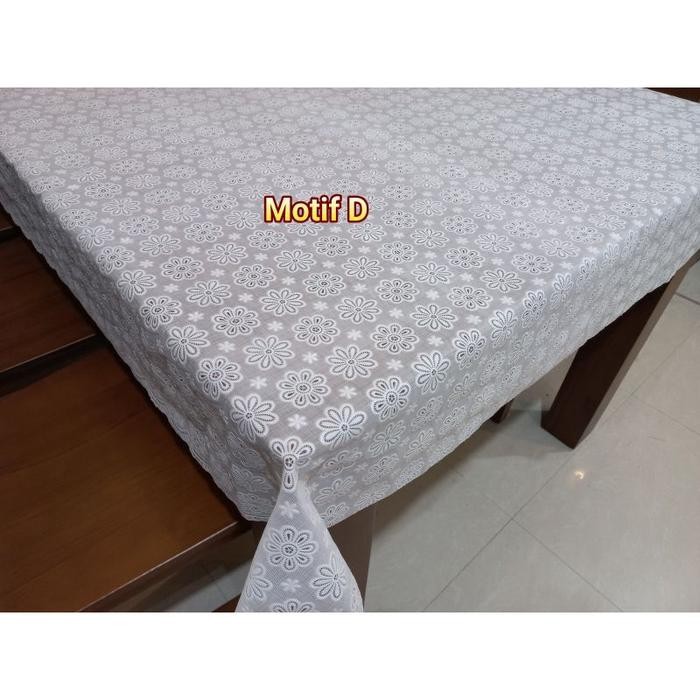 (Allthebest) Taplak Meja Makan Putih Polos Plastik Anti Air Meteran Per 50 cm
