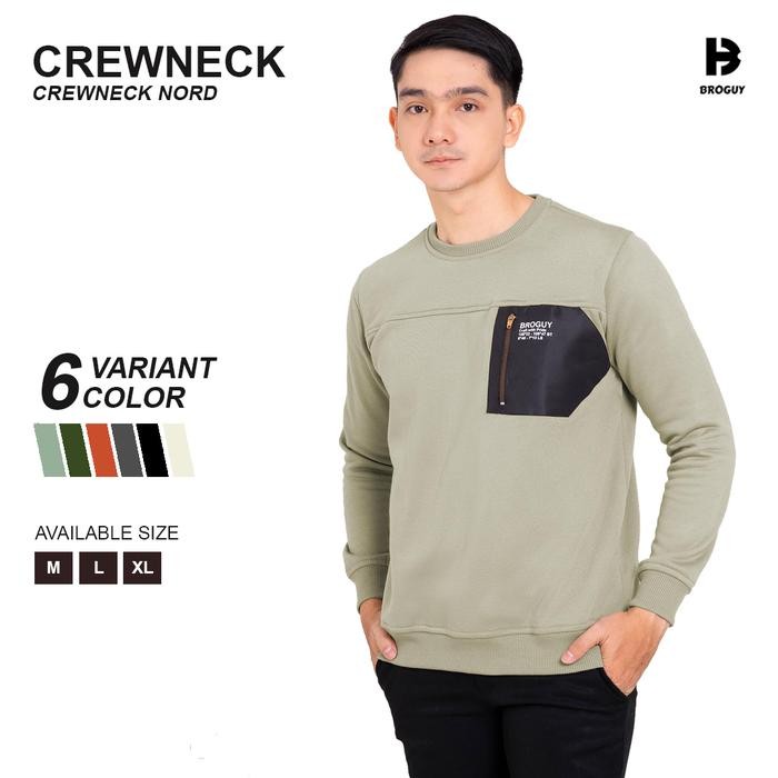 BROGUY Crewneck Zipper Pocket Nord Sweater Hoodie *