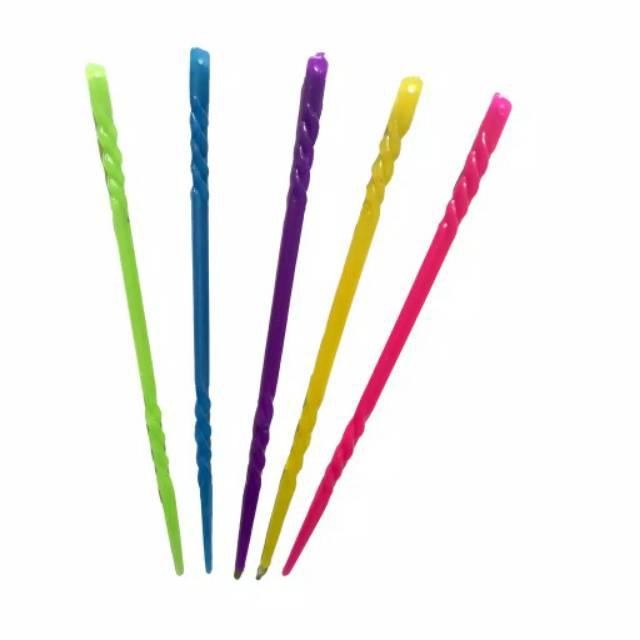 

(Allthebest) 12 pcs (1 lusin) Kalam Tuding Penunjuk Ngaji Iqro Hitam Multiwarna Plastik