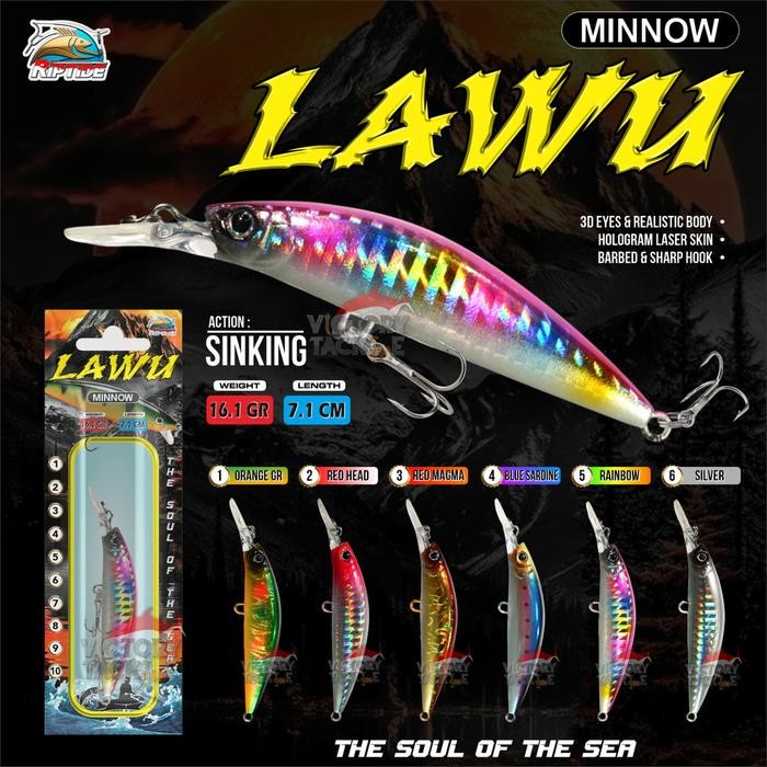 UMPAN PANCING LURE MINNOW Riptide LAWU Minnow Sinking Lure 7.1 CM 16.1 GRAM