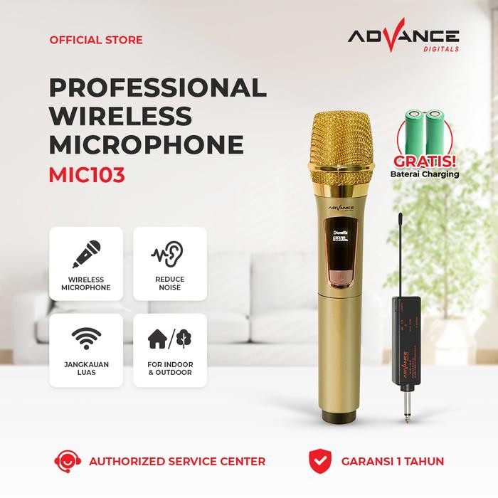 Microphone Advance Mic-103 Profesional Mic Wireless Bisa di Charger