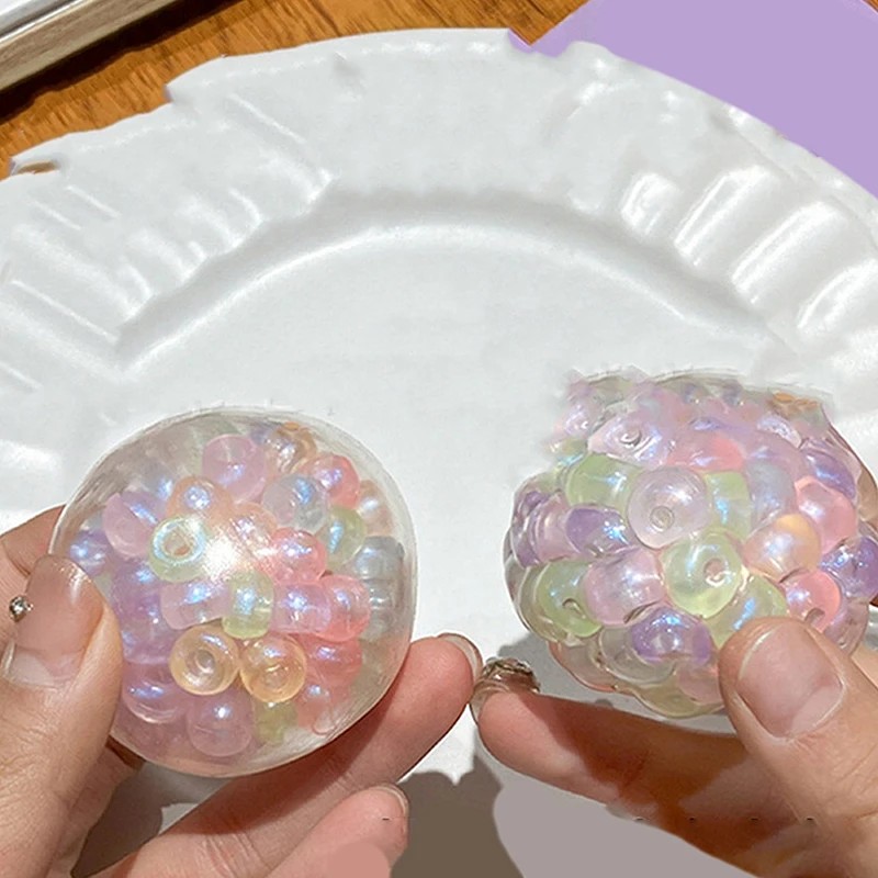 Transparent Colorful Beads Pearl Noisy Ball Toys Stress Relieving Toys Voice-Activated Pearls Ball