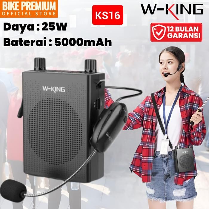 Wking KS16 Speaker Pinggang Tour Guide Mic Karaoke Bluetooth Mini Portable
