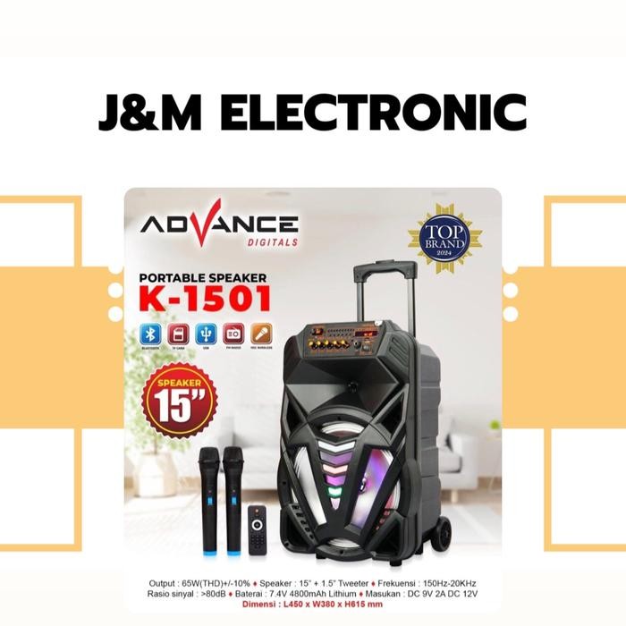 speaker aktif 15 inch advance audio (K-1501)/portable speaker advance 2 mic K-1501 portable speaker