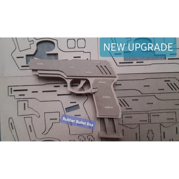 3D Wooden Puzzle Pistol Karet Gelang Series#2 Upgrade Bullet Box