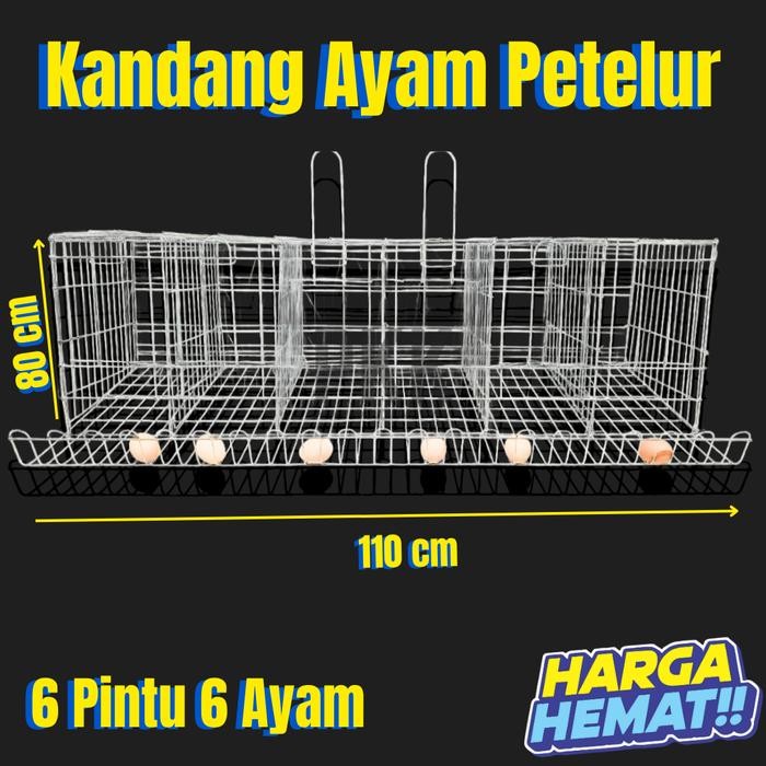 Kandang Ayam Petelur 6 Pintu Galvanis Anti Karat - Kapasitas 6 Ekor Ayam Bertelur Besi -Gratisongkir