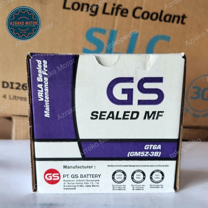 Langsung Kirim  aki gs astra sealed mf gt6a (gm5z-3b), aki motor supra, mio, vega dll