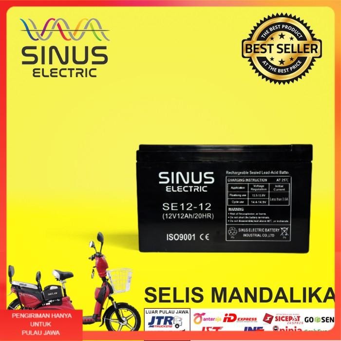 Langsung Kirim  Aki Sepeda Listrik SELIS MANDALIKA 12V 12Ah Aki VRLA SINUS 12-17