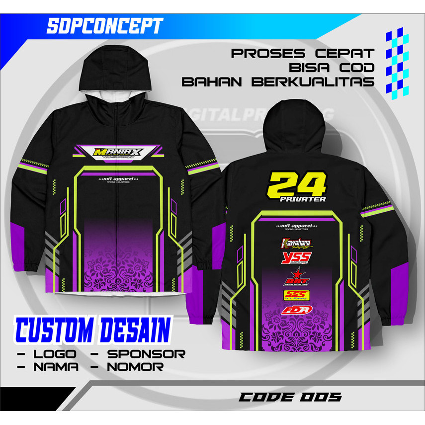 Jersey jaket  Custom Desain Sendiri - Jersey Racing, Sepak Bola, Mancing, Gowes, Komunitas - Bahan D