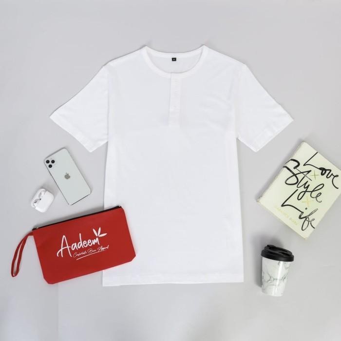 (Allthebest) Kaos Henley Pria Aadeem / Kaos Henley Katun Bambu / Kaos Kancing 3
