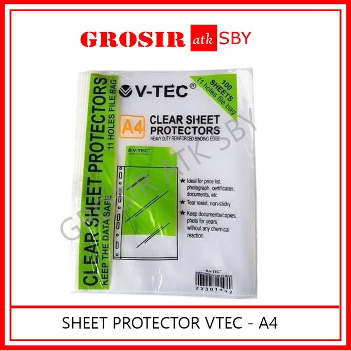 

TERMURAH Sheet Protector / Pocket File V-Tec A4 (Isi 100 lbr / Pack) READY STOCK