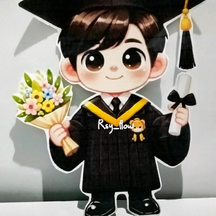 

Toper/stiker wisuda karakter lucu 10 pcs